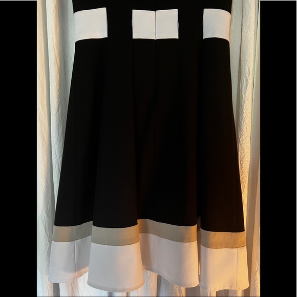 Designer Calvin Klein Color Block A-Line Midi Dress - Picture 8 of 10